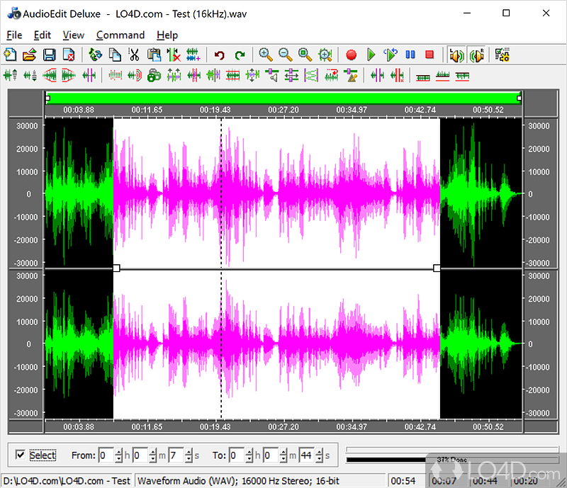 Visual audio editor and converter software - Screenshot of AudioEdit Deluxe