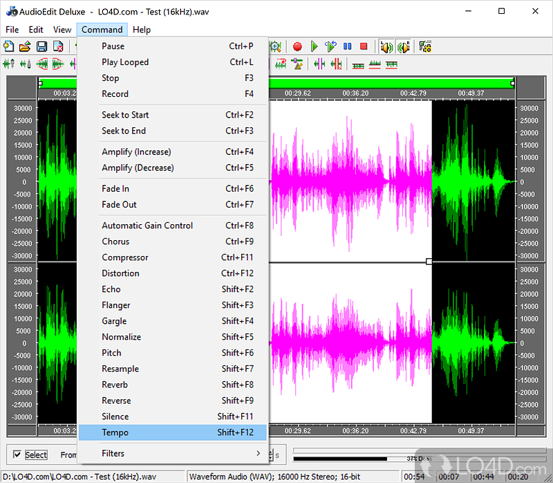 Powerful visual audio editor and converter solution for many current formats - Screenshot of AudioEdit Deluxe