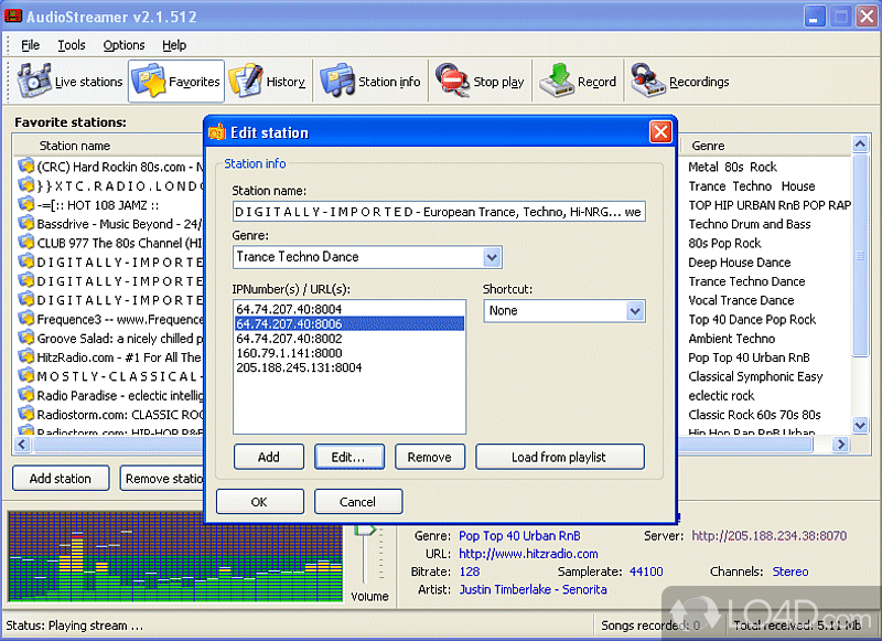 AudioStreamer Pro: User interface - Screenshot of AudioStreamer Pro