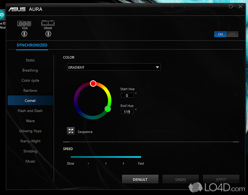 ASUS Armoury Crate - Screenshot of Aura Sync Utility