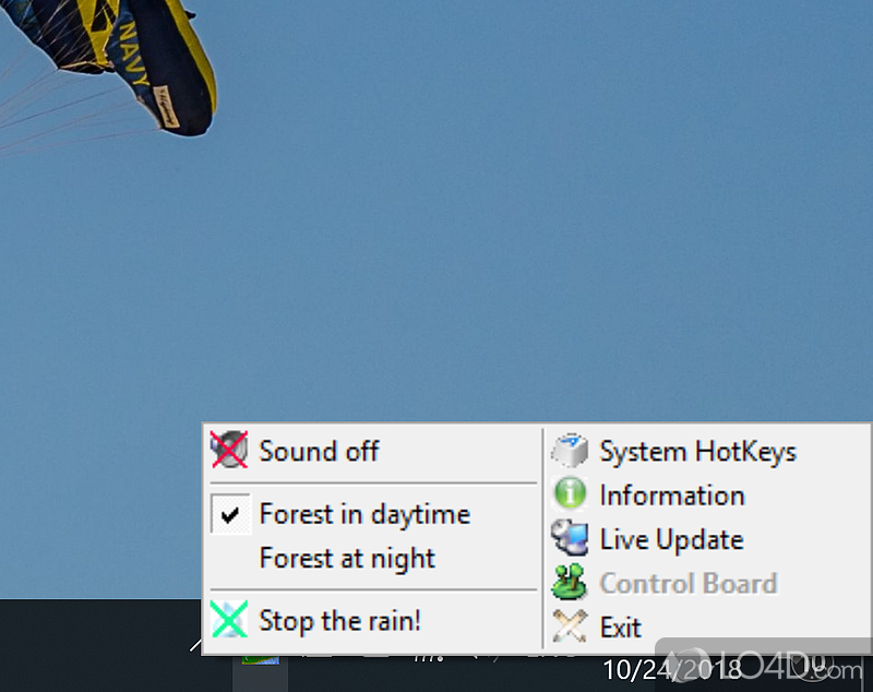 Play default nature sounds, or user-selected files in the background - Screenshot of Aura