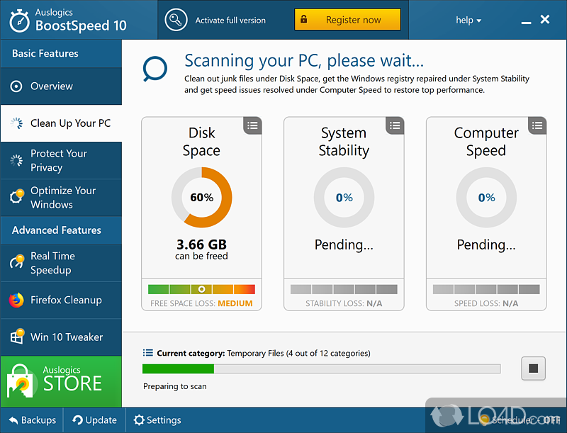 Improve the speed of internet and PC - Screenshot of Auslogics BoostSpeed