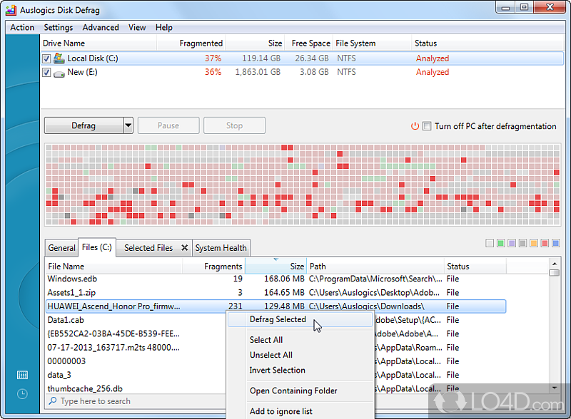 Auslogics Disk Defrag Portable screenshot