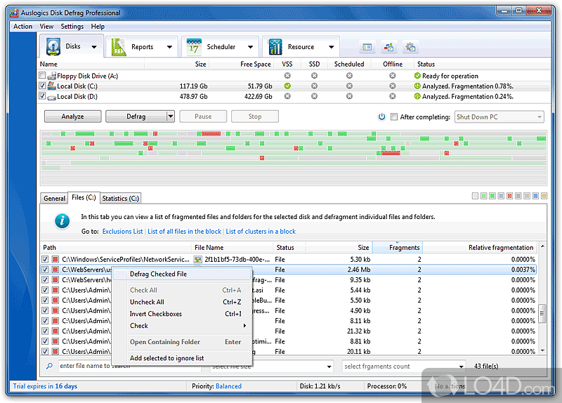 Auslogics Disk Defrag Pro screenshot