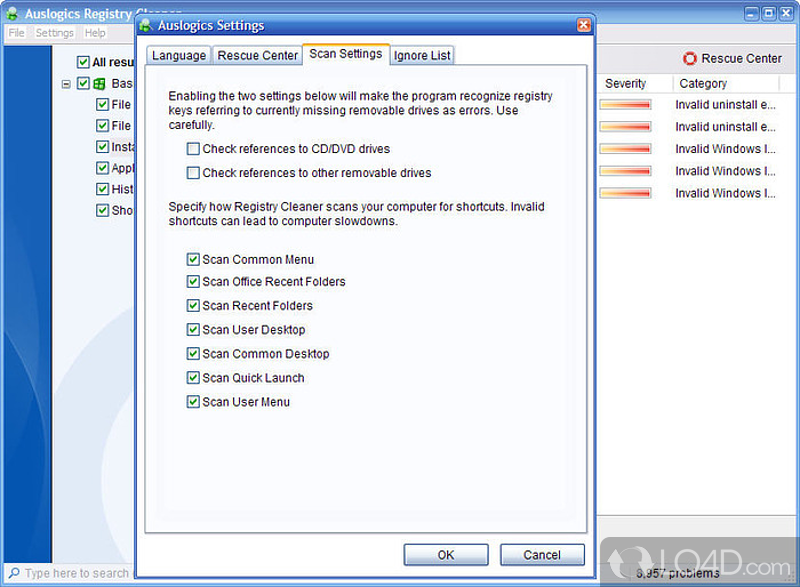 Can defragment and compact the Windows Registry files - Screenshot of Auslogics Registry Defrag