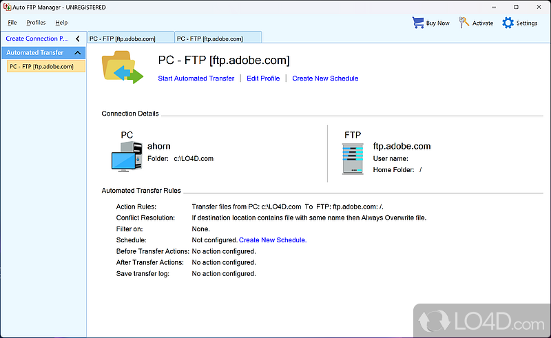 Configuration settings - Screenshot of Auto FTP Manager