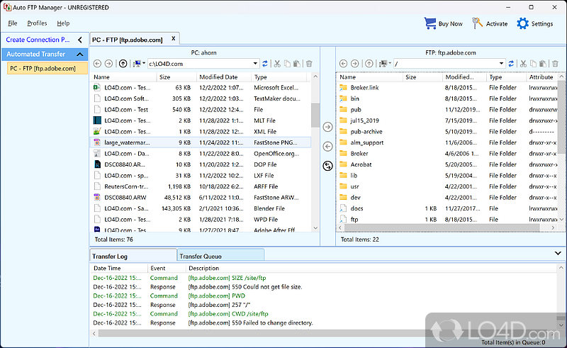 Intuitive interface - Screenshot of Auto FTP Manager