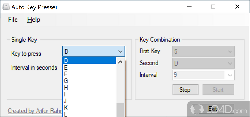 Automatically press keys at specified intervals - Screenshot of Auto Key Presser