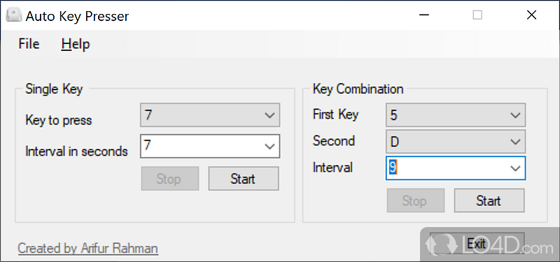 Set keys or key combinations to automatically press - Screenshot of Auto Key Presser