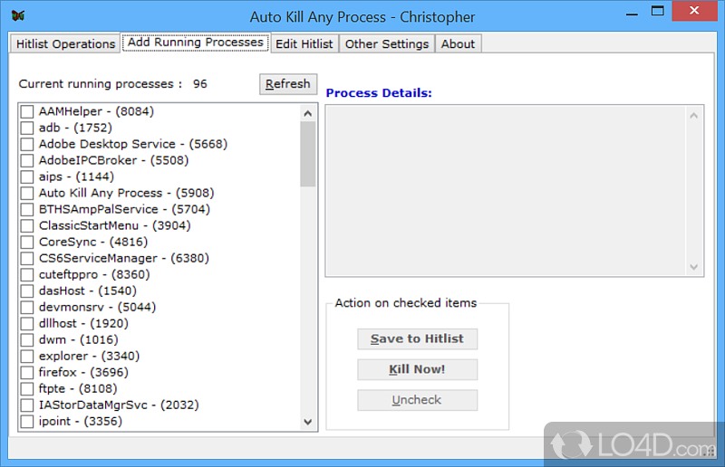 Automatic process killer that can kill multiple system process at once - Screenshot of Auto Kill Any Process