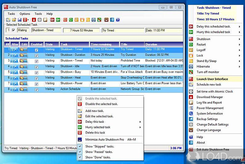 Schedule and manage multiple PC power options - Screenshot of Auto Shutdown Free