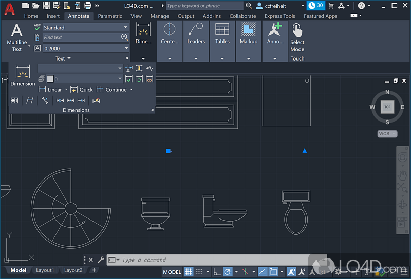 A professional desktop design software - Screenshot of AutoCAD