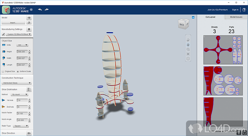 Autodesk 123D Make: Design 3D models - Screenshot of Autodesk 123D Make