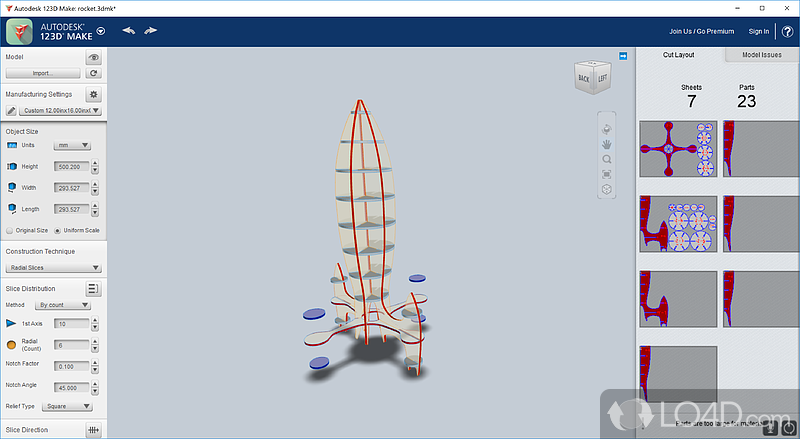 A free program for Windows, by Autodesk - Screenshot of Autodesk 123D Make