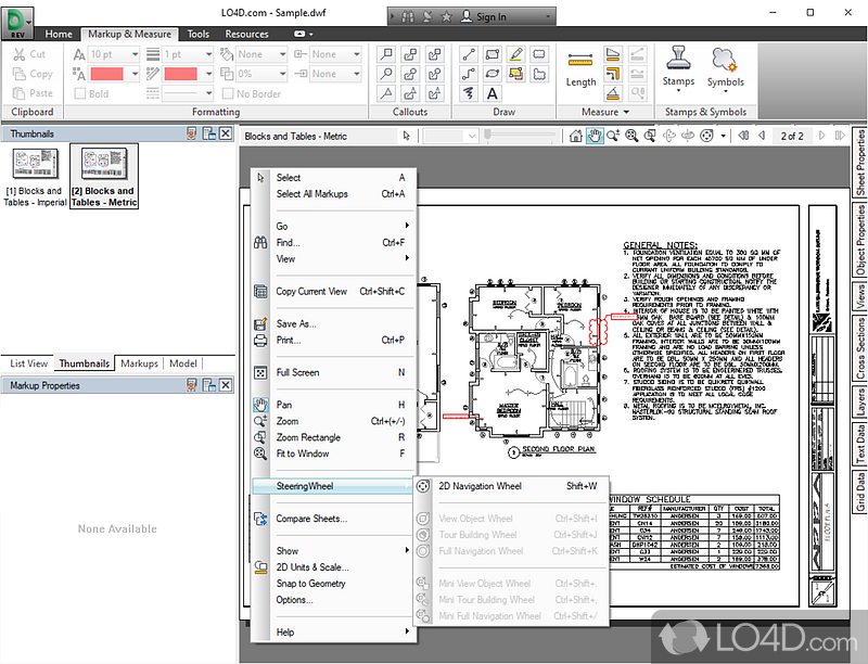 Compare sheets and insert symbols and stamps - Screenshot of Autodesk Design Review