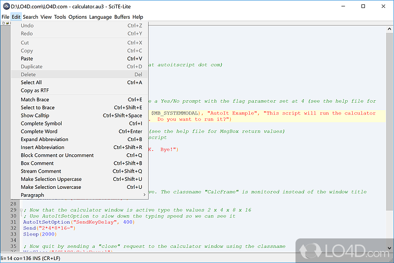 Write, modify, and execute scripts - Screenshot of AutoIt