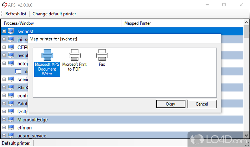Automatic Printer Switcher: User interface - Screenshot of Automatic Printer Switcher
