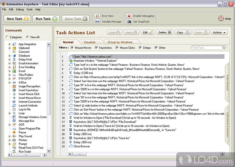 Intelligent automation software for business processes & IT tasks - Screenshot of Automation Anywhere