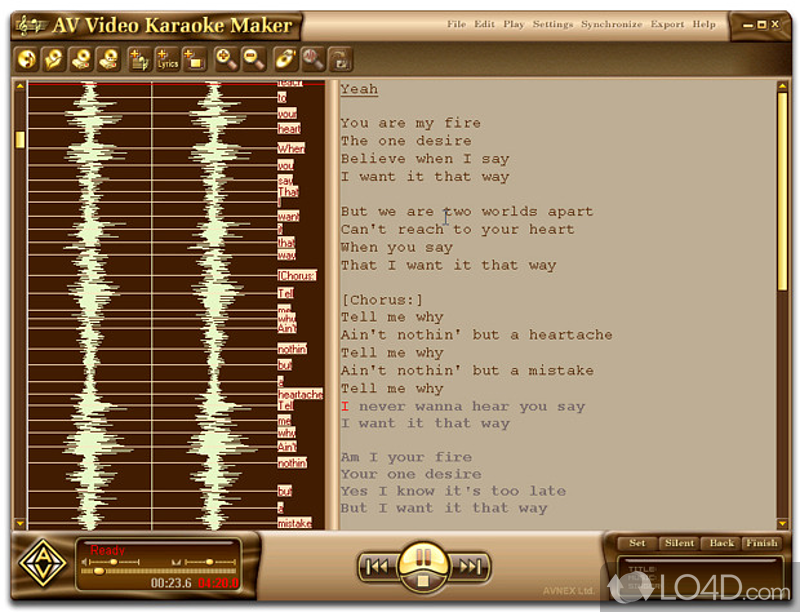 Add lyrics, images and video to create karaoke - Screenshot of AV Video Karaoke Maker