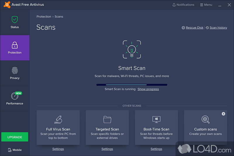 Various scan modes with user-defined settings - Screenshot of Avast Free Antivirus