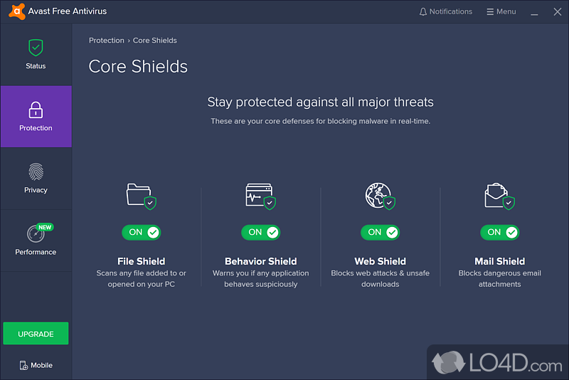 Detection of and protection against malware - Screenshot of Avast Free Antivirus