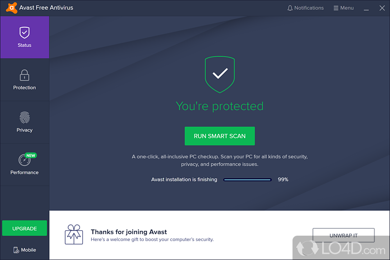 Powerful anti-malware solution delivered in a package, with multiple scanning modes - Screenshot of Avast Free Antivirus