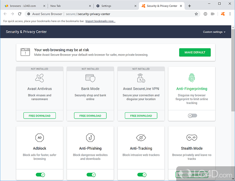 Avast Secure Browser: Privacy - Screenshot of Avast Secure Browser