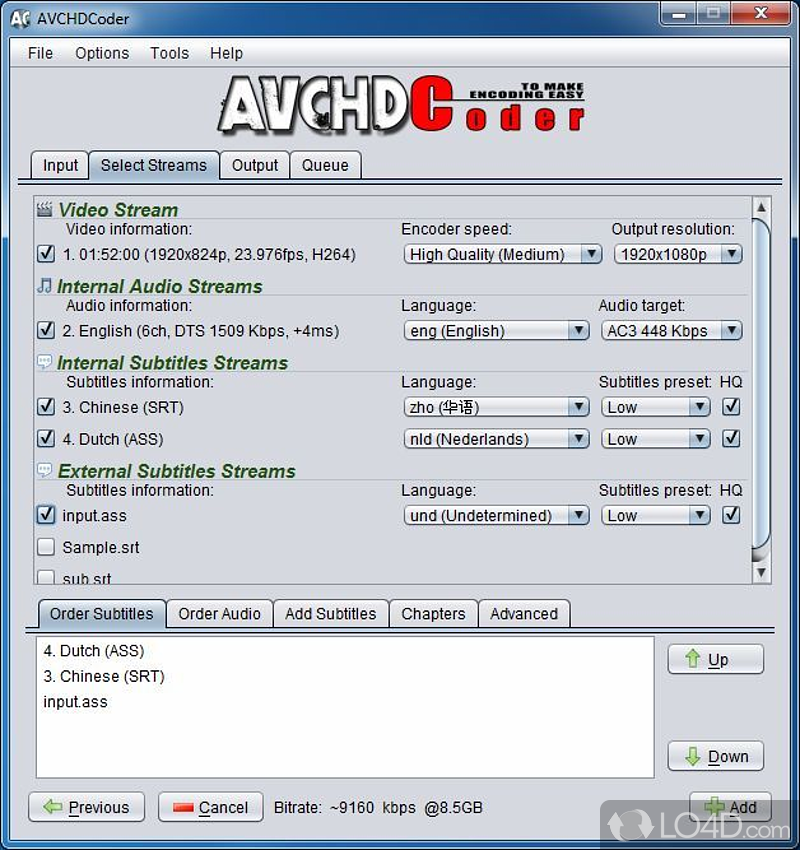 Convert various popular video formats to AVCHD with many options - Screenshot of AVCHD Coder
