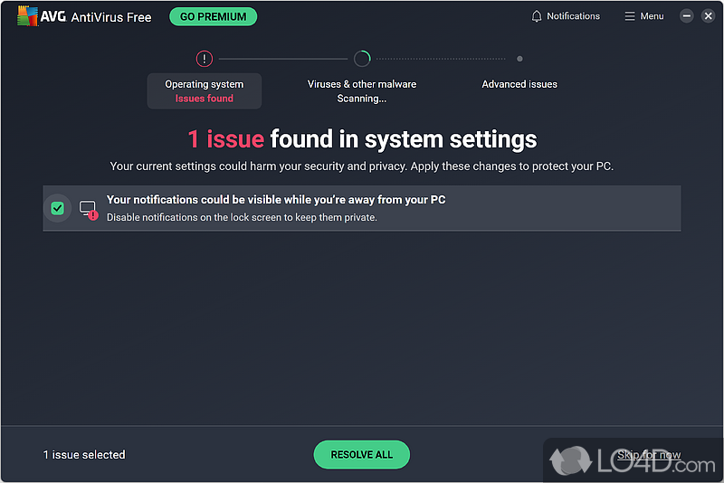 Offers computer, web and email protection - Screenshot of AVG AntiVirus Free