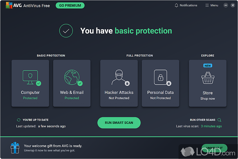 Top-grade antivirus app with basic protection against all forms of malware, in addition to email, identity - Screenshot of AVG AntiVirus Free