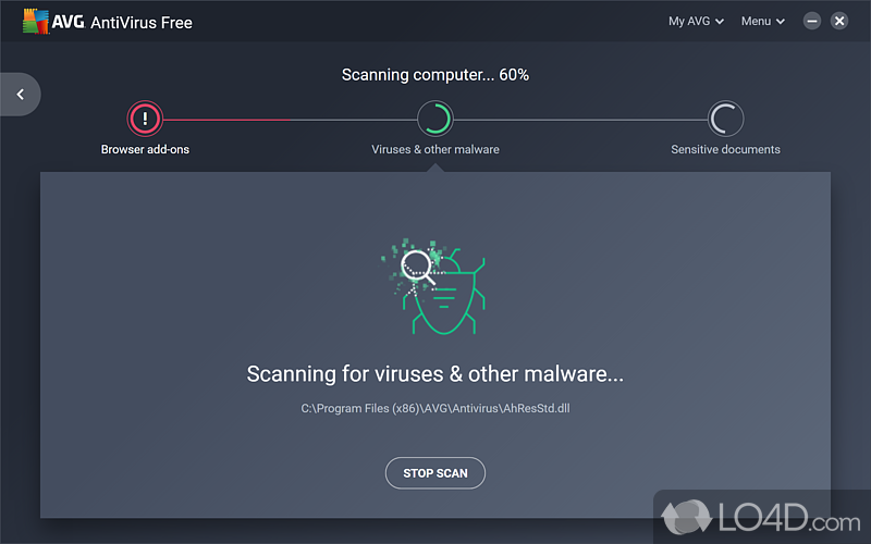 Manage protection modules - Screenshot of AVG Antivirus Free