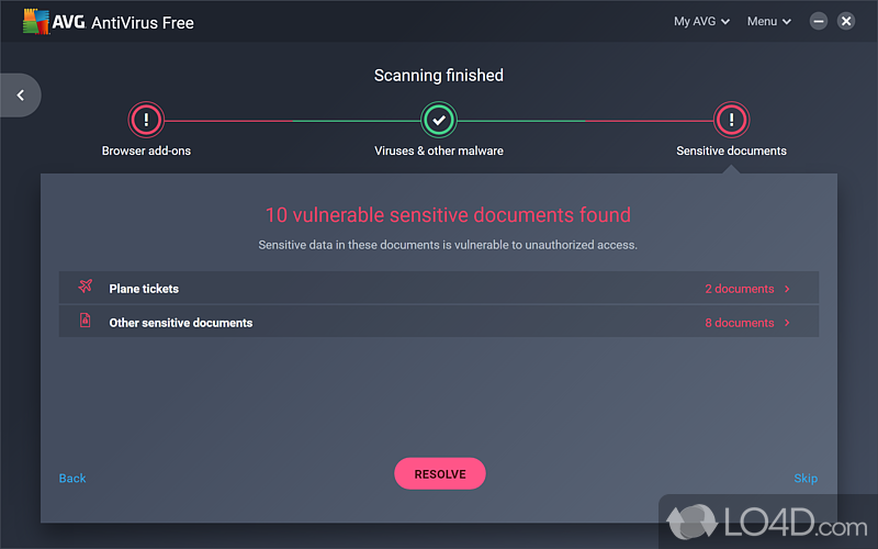 Offers computer, web and email protection - Screenshot of AVG Antivirus Free