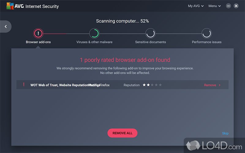 Enhanced firewall, data encryption, and file shredder - Screenshot of AVG Internet Security
