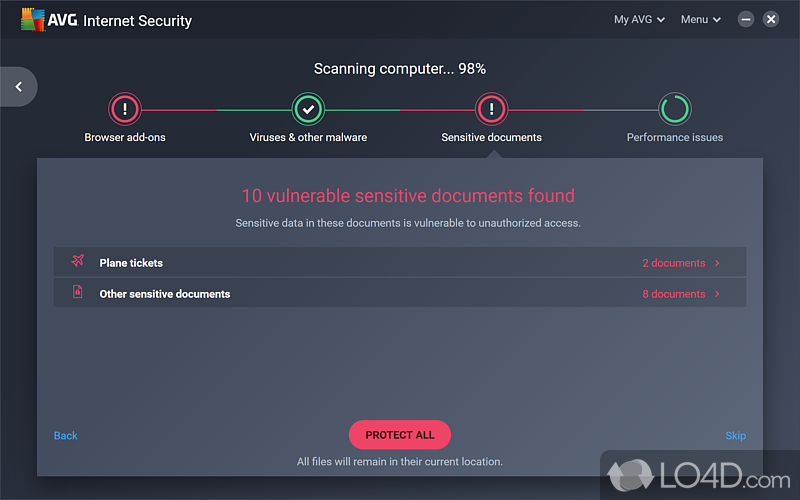 Redesigned interface and six scanning modes - Screenshot of AVG Internet Security