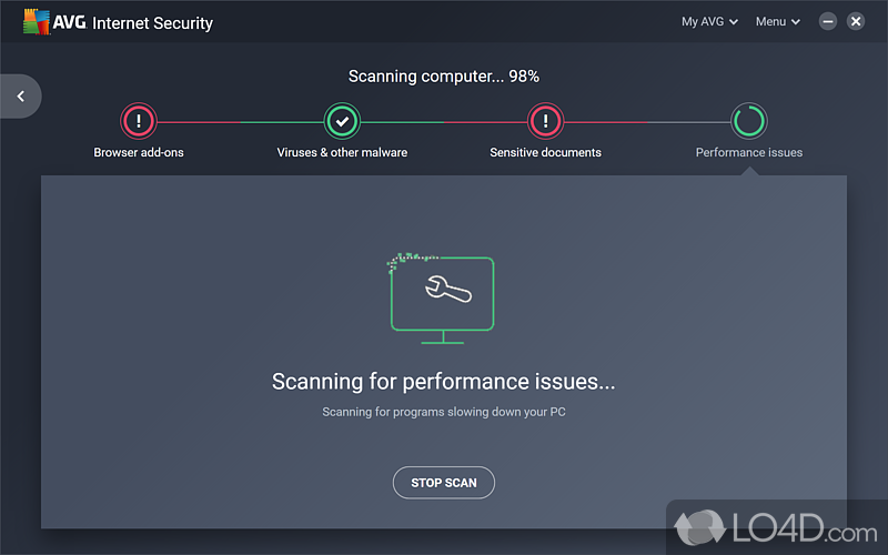 Antimalware engine based on six layers of protection - Screenshot of AVG Internet Security