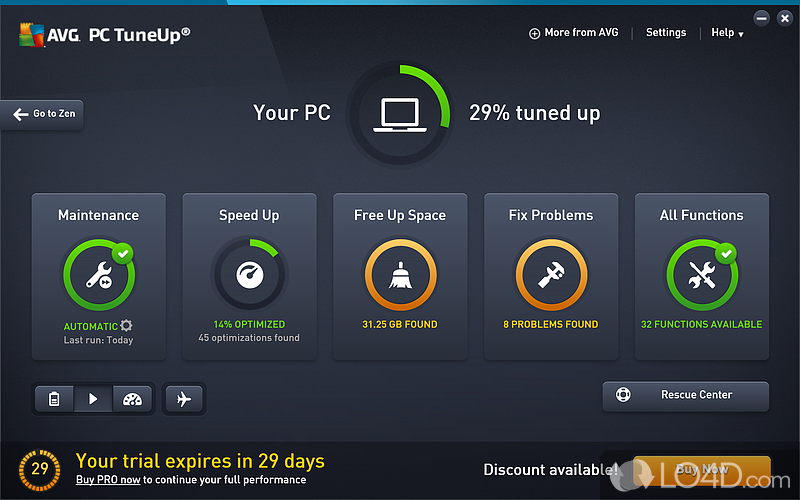 A quick and easy cleaning process - Screenshot of AVG PC Tuneup