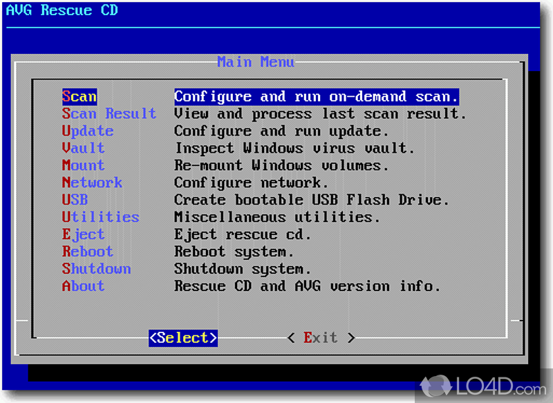 A free Security program for Windows - Screenshot of AVG Rescue CD