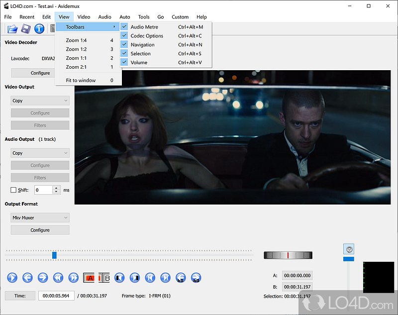 Free video editor. Apply effects and filters - Screenshot of Avidemux