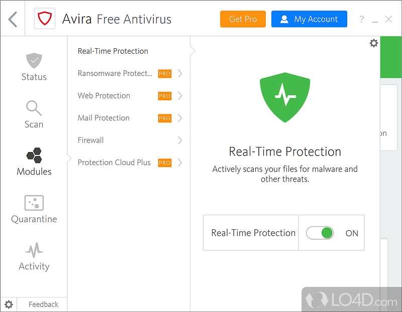 In-depth scanner configuration - Screenshot of Avira Free Security