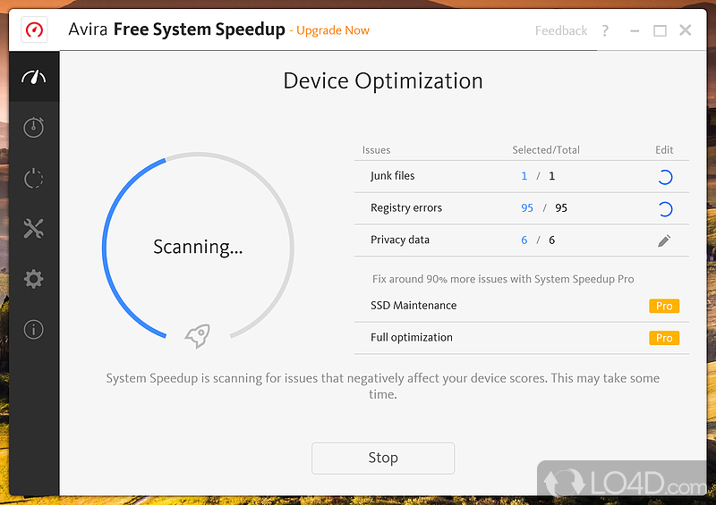 Clean and optimise the laptop - Screenshot of Avira Free System SpeedUp