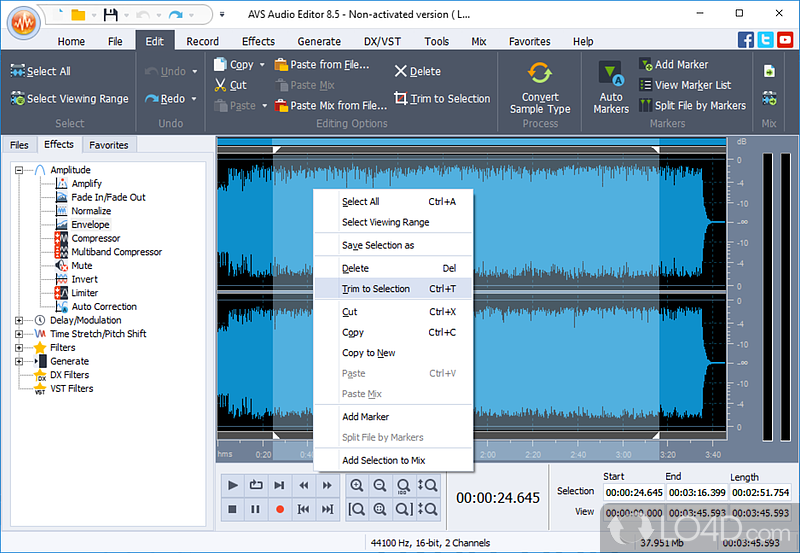 Save Audio in All Key Formats - Screenshot of AVS Audio Editor