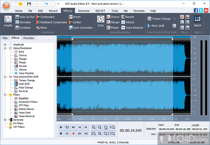 Apply Audio Effects - Screenshot of AVS Audio Editor
