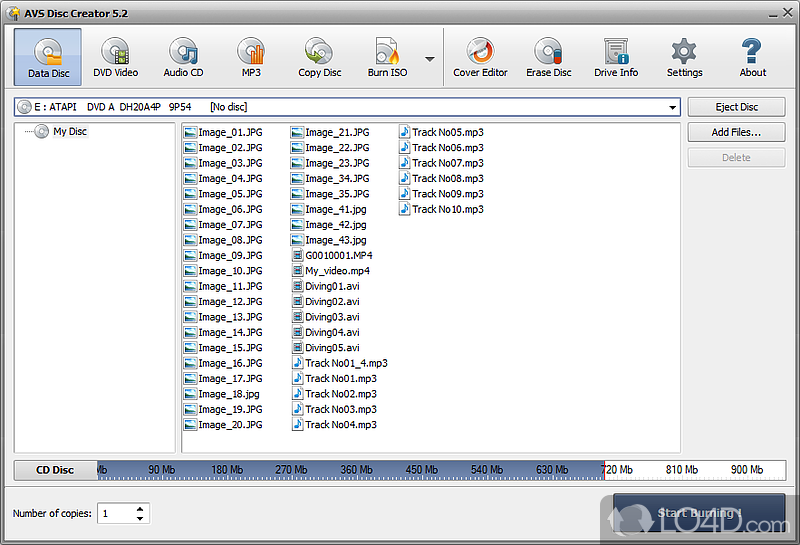 AVS Disc Creator FREE: User interface - Screenshot of AVS Disc Creator FREE