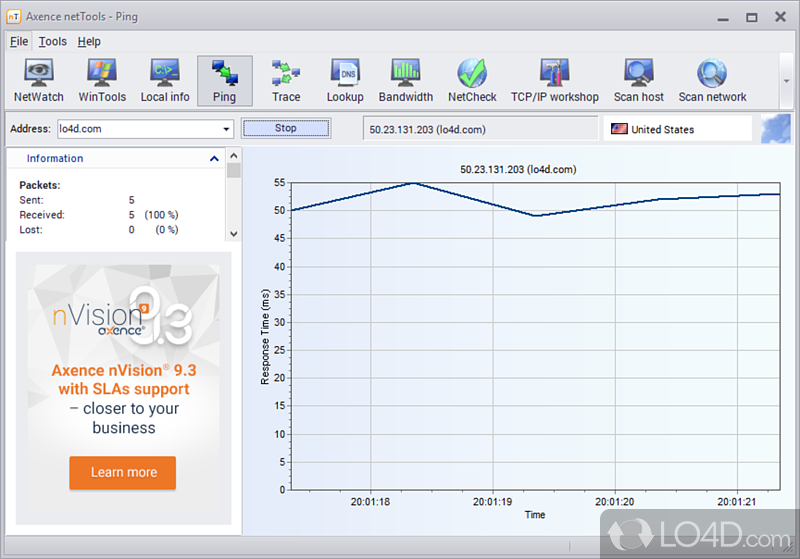 Network monitoring & alerting, Windows tools, trace, port/network scanner - Screenshot of Axence NetTools