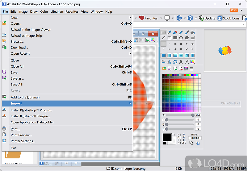 Creating different types of icons - Screenshot of Axialis IconWorkshop