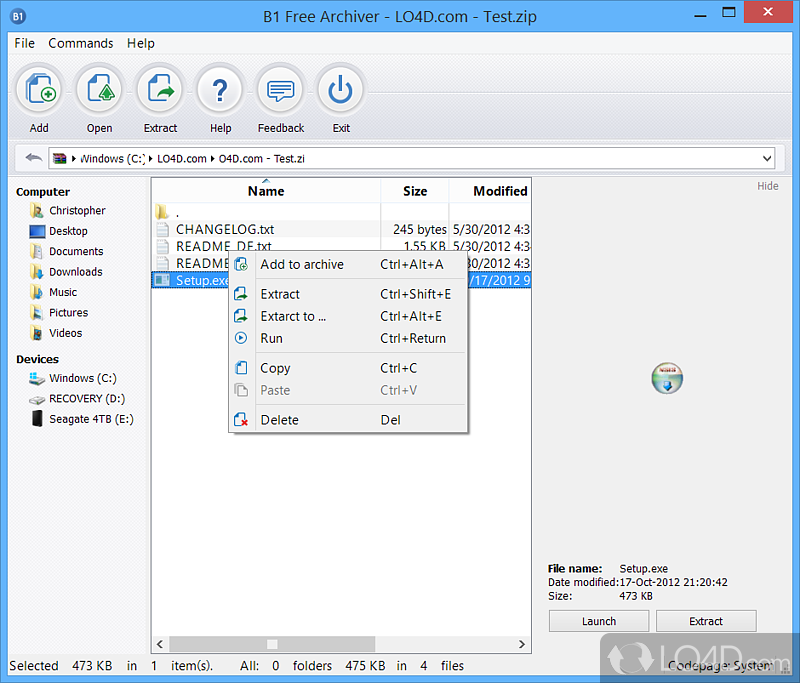 B1 Free Archiver: Fast archivator - Screenshot of B1 Free Archiver