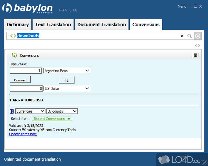 Multi-lingual dictionary - Screenshot of Babylon