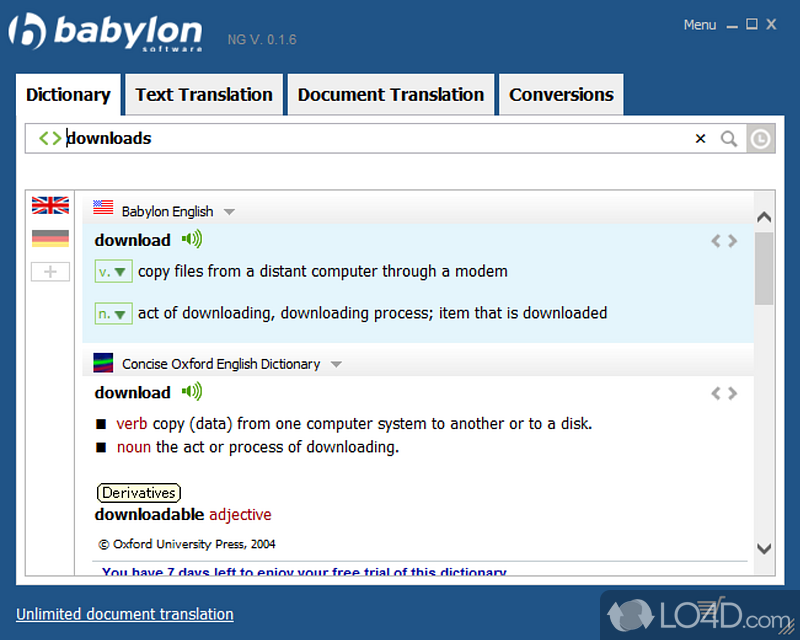 Translate phrases from English - Screenshot of Babylon