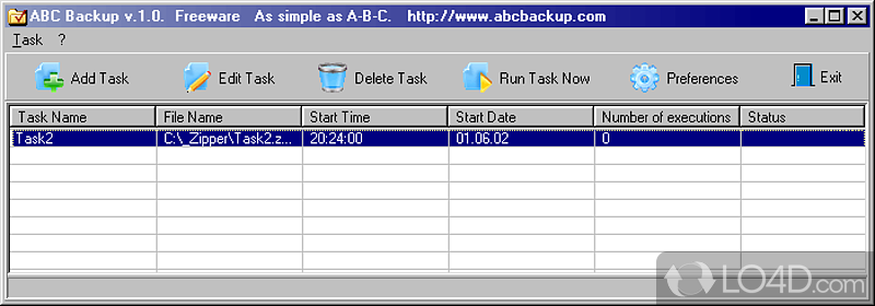 ABC Backup: User interface - Screenshot of ABC Backup
