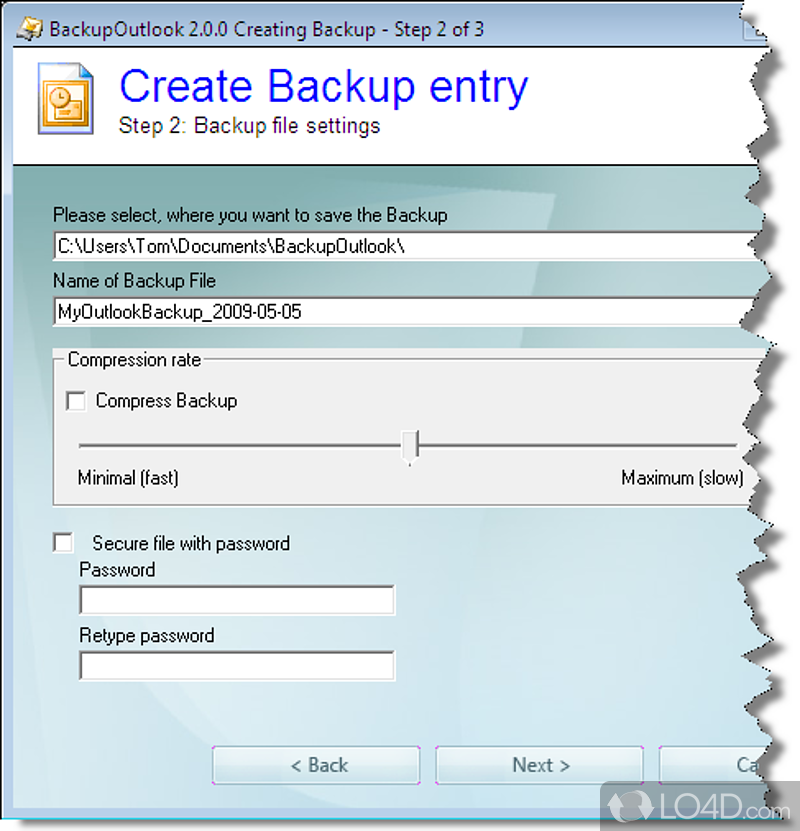Backup and restore Outlook data and Outlook settings quick and easy - Screenshot of Backup Outlook